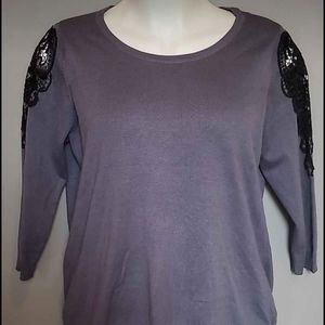 Charcoal Grey Sweater with Black Lace detail